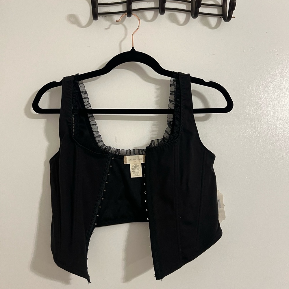 Altar'd State Black Bustier Buttoned Tank Top